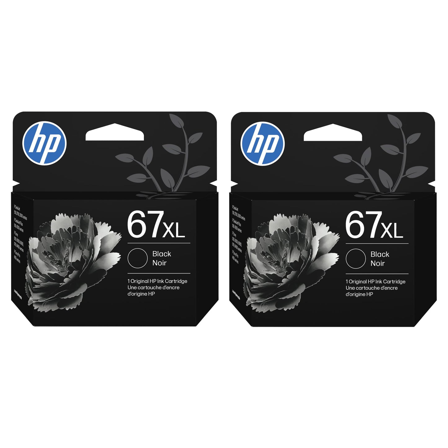 HP 67Xl Black High-Yield Ink Cartridge - 2 Pack| Works with DeskJet 1255, 2700, 4100, Envy 6000, 6400 Series