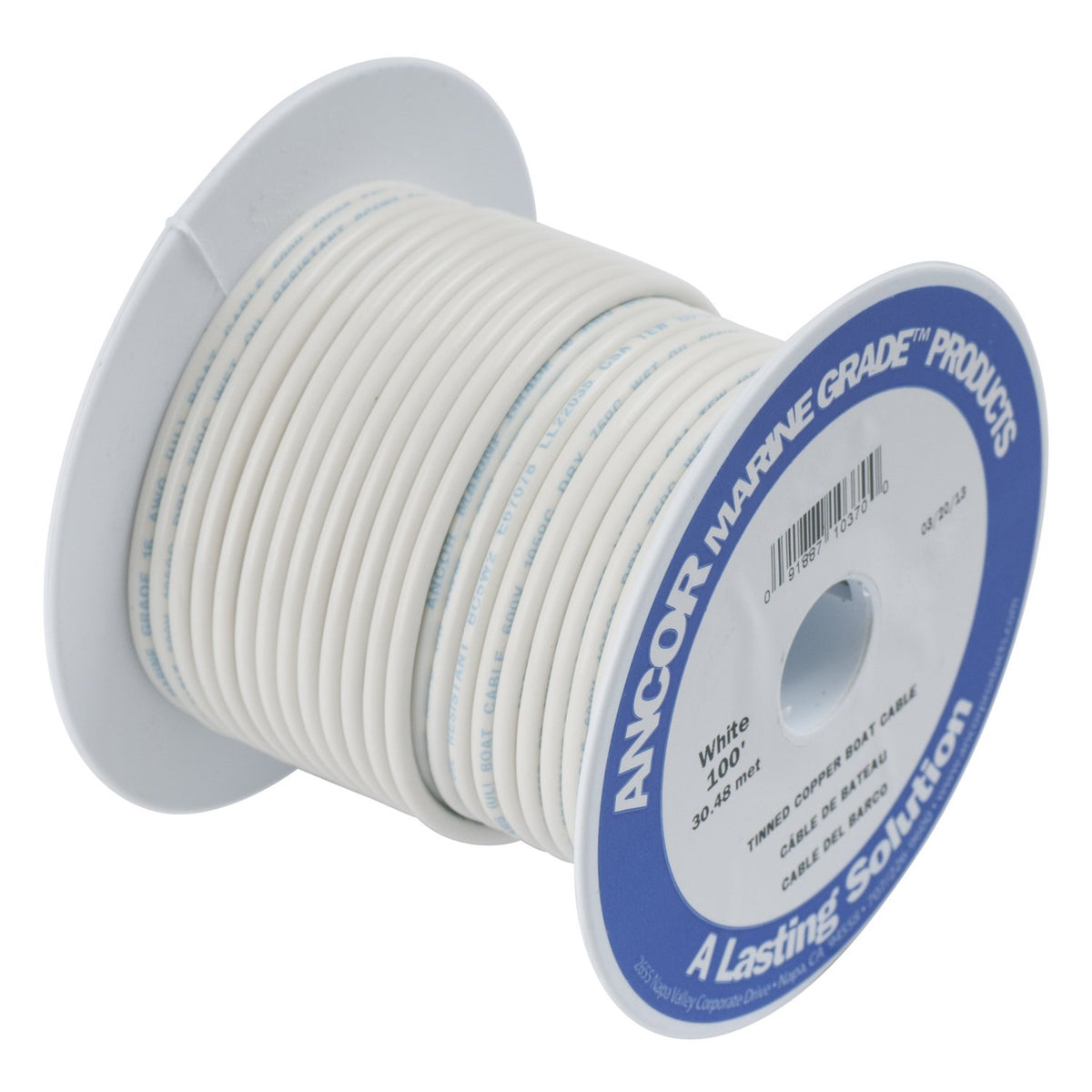 Ancor Tinned Copper Marine Wire 16 AWG White 100ft