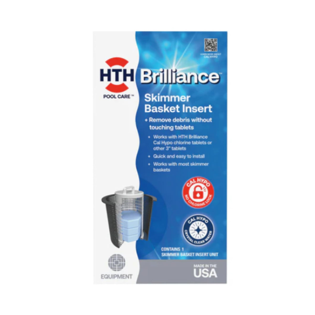 HTH 91031 Brilliance Skimmer Basket Insert - Removes Debris Without Touching Tablets, Works with Most Skimmer Baskets, Designed for HTH Chlorine Tabs or Other 3" Tabs, Helps Tabs Dissolve Efficiently