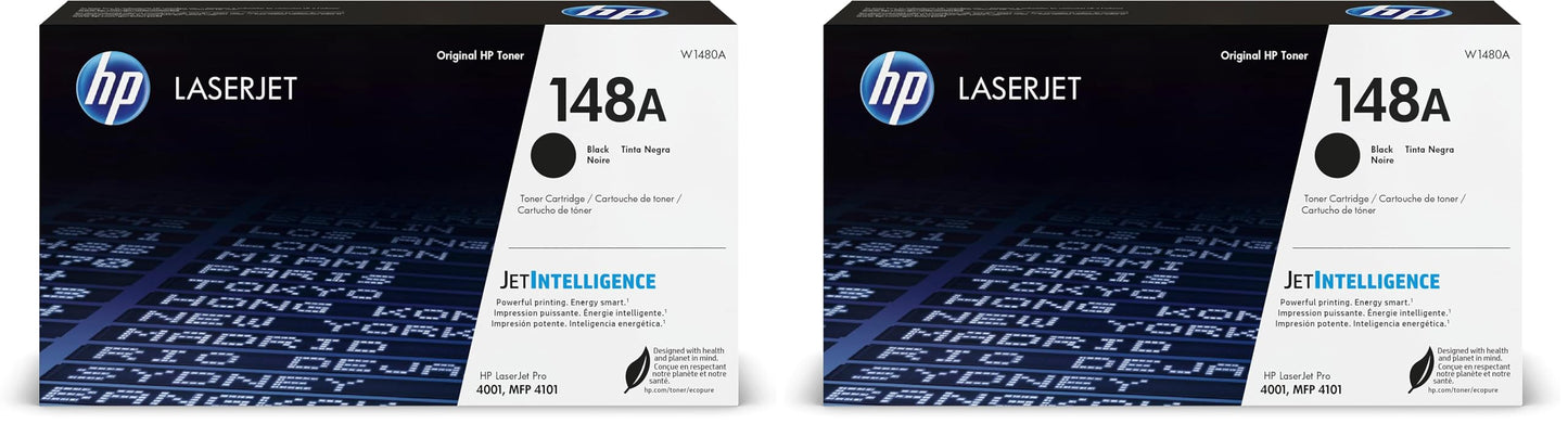 HP 148A Black LaserJet Toner Cartridge | This Cartridge Works LaserJet Pro 4001,MFP 4101 | W1480A,(Pack of 2)