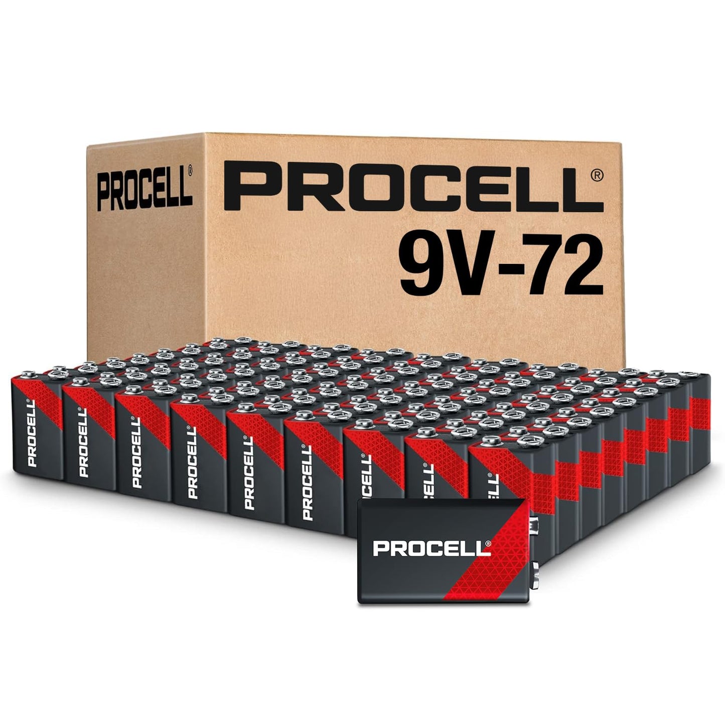 PROCELL Constant 9V Long-Lasting Alkaline Batteries (72 Pack), 5-Year Shelf Life, Bulk Value Pack for Consistent Moderate Drain Professional Devices