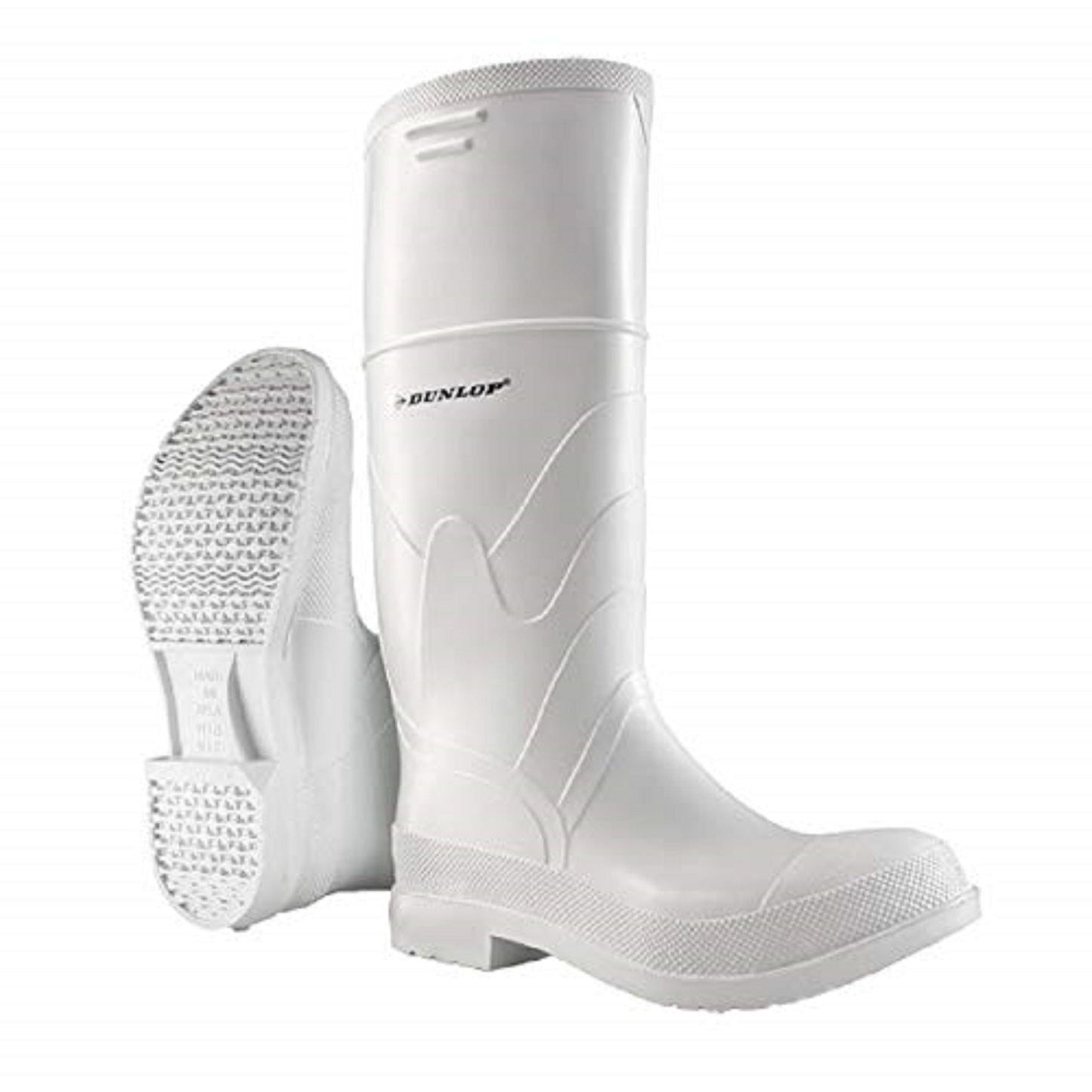 Dunlop White PVC Plain Toe - Rubber Boots for Men & Women - PVC - Work & Concrete Boots - Soft Toe - Waterproof with Tall Shaft - Chemical and Slip Resistant - White - Size 3-13