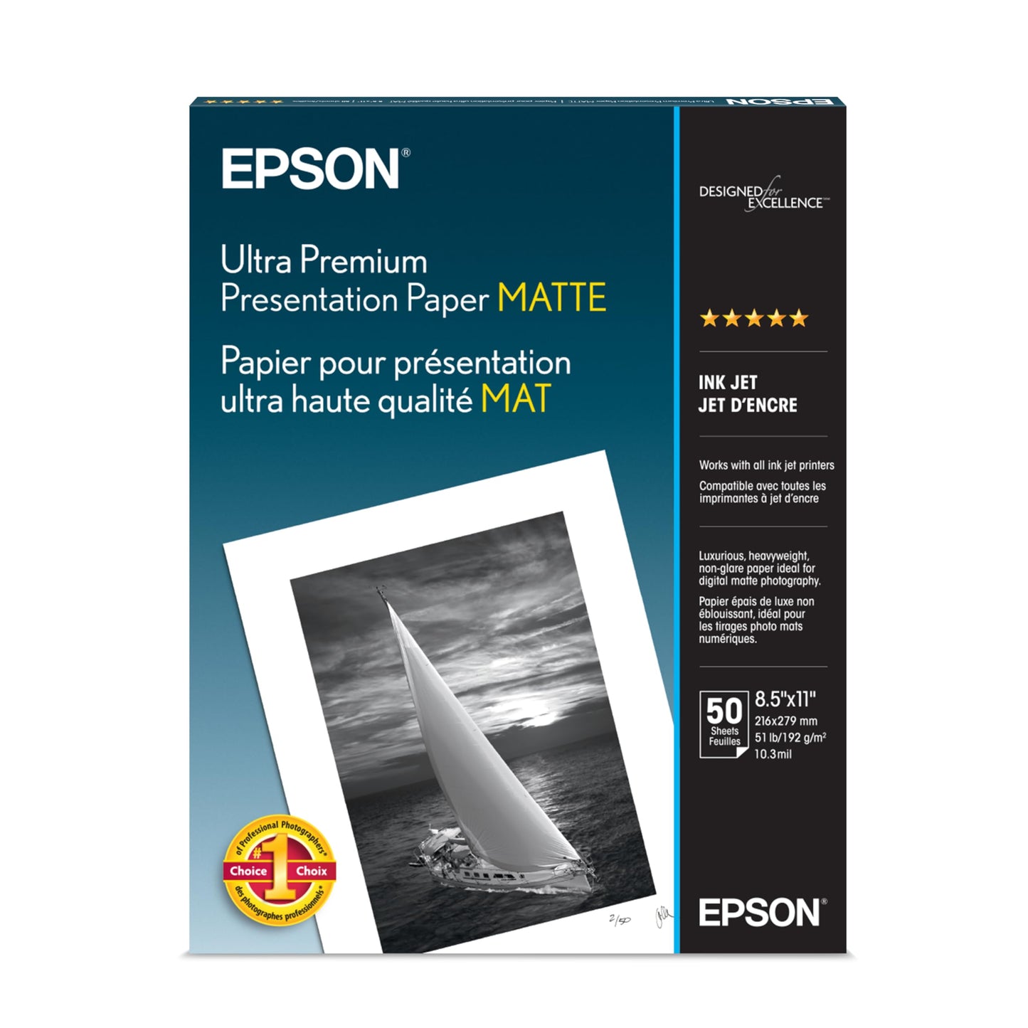 Epson Ultra Premium Presentation Paper Matte 8.5x11 50 Sheets S041341