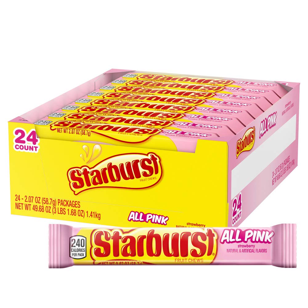 STARBURST All Pink Chewy Candy Bulk, 24 Packs