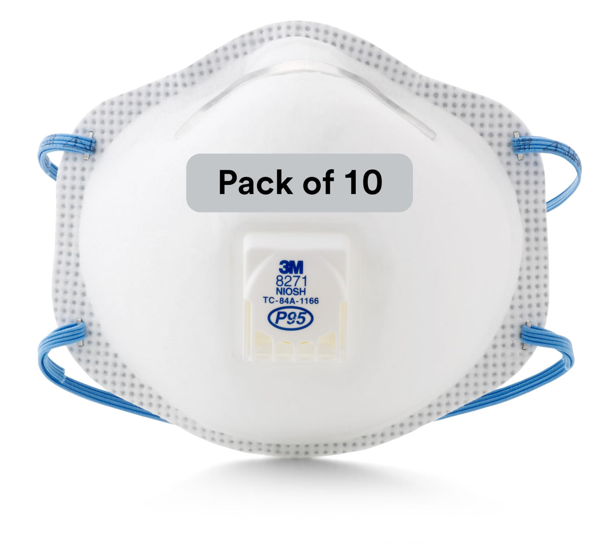 3M Particulate Respirator 8271, P95, Pack of 10, NIOSH APPROVED, Cool Flow Exhalation Valve, Braided Headband, Adjustable M-noseclip, Disposable General Purpose for Dust and other Particles
