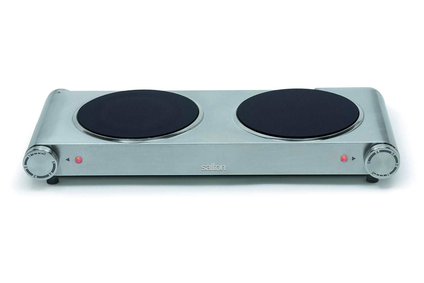 Salton HP1269, Infrared Portable Double Electric Cooktop, 7.4 inch, Stainless Steel