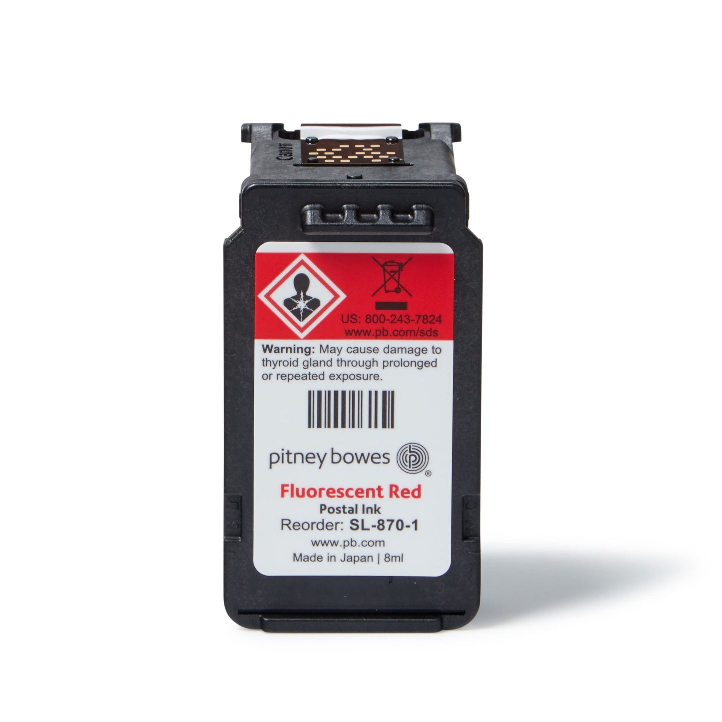 Pitney Bowes SL-870-1 Ink Cartridge for SendPro Mailstation, Red Ink, 8 ml