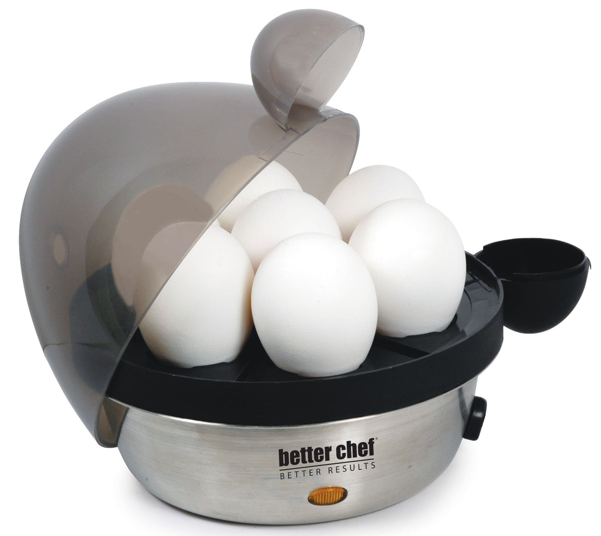 Better Chef Electric Egg Cooker | Stainless Steel | Boil up to 7 Eggs in a Matter of Minutes | Removable Cool Touch Tray | Durable Stainless Steel Base | See-Through Lid