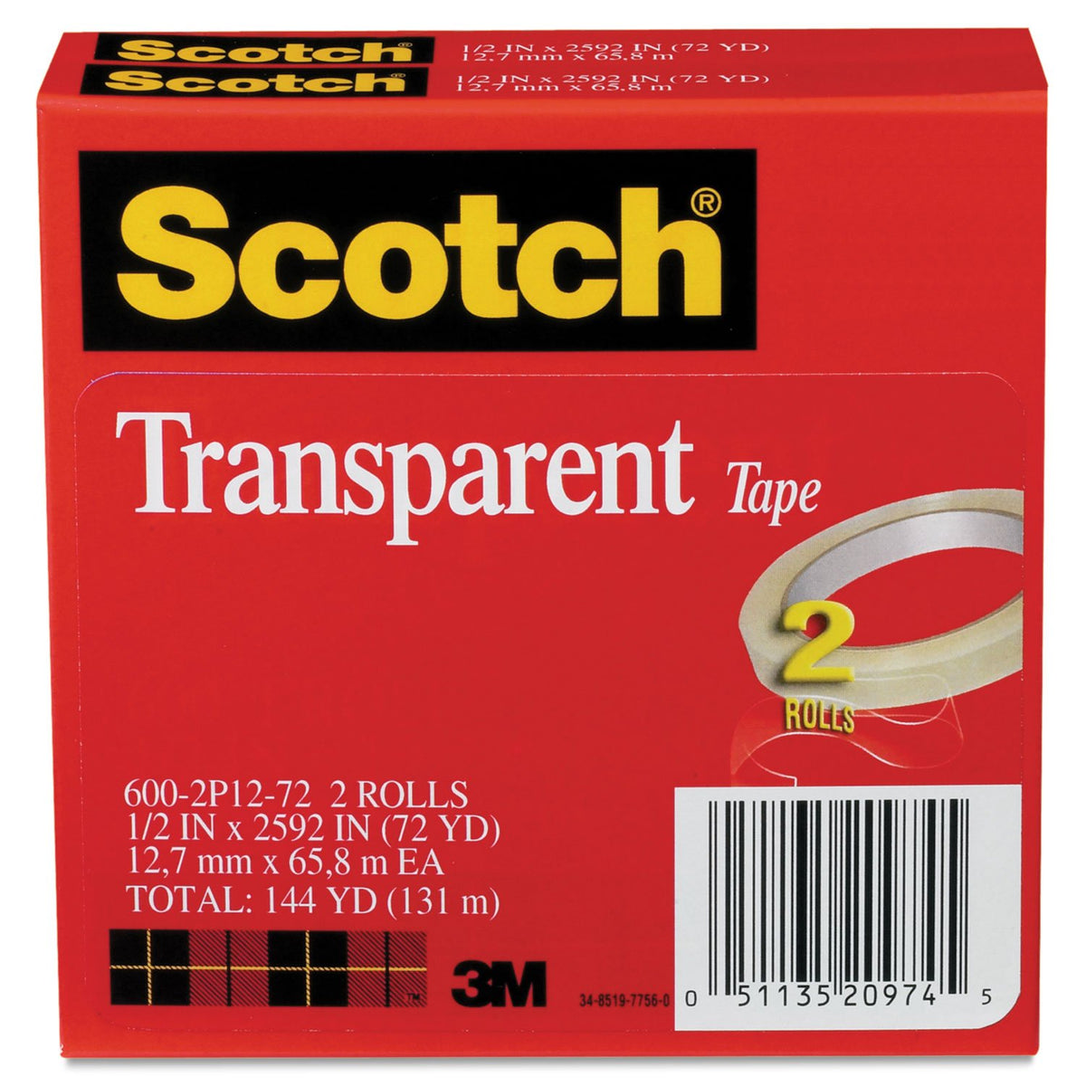 MMM6002P1272 - Transparent Tape 600 2P12 72