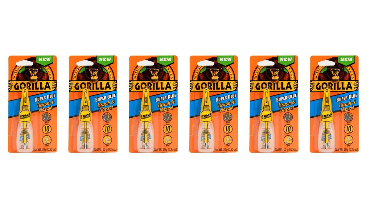 Gorilla Super Glue Brush & Nozzle 10g Pack of 6