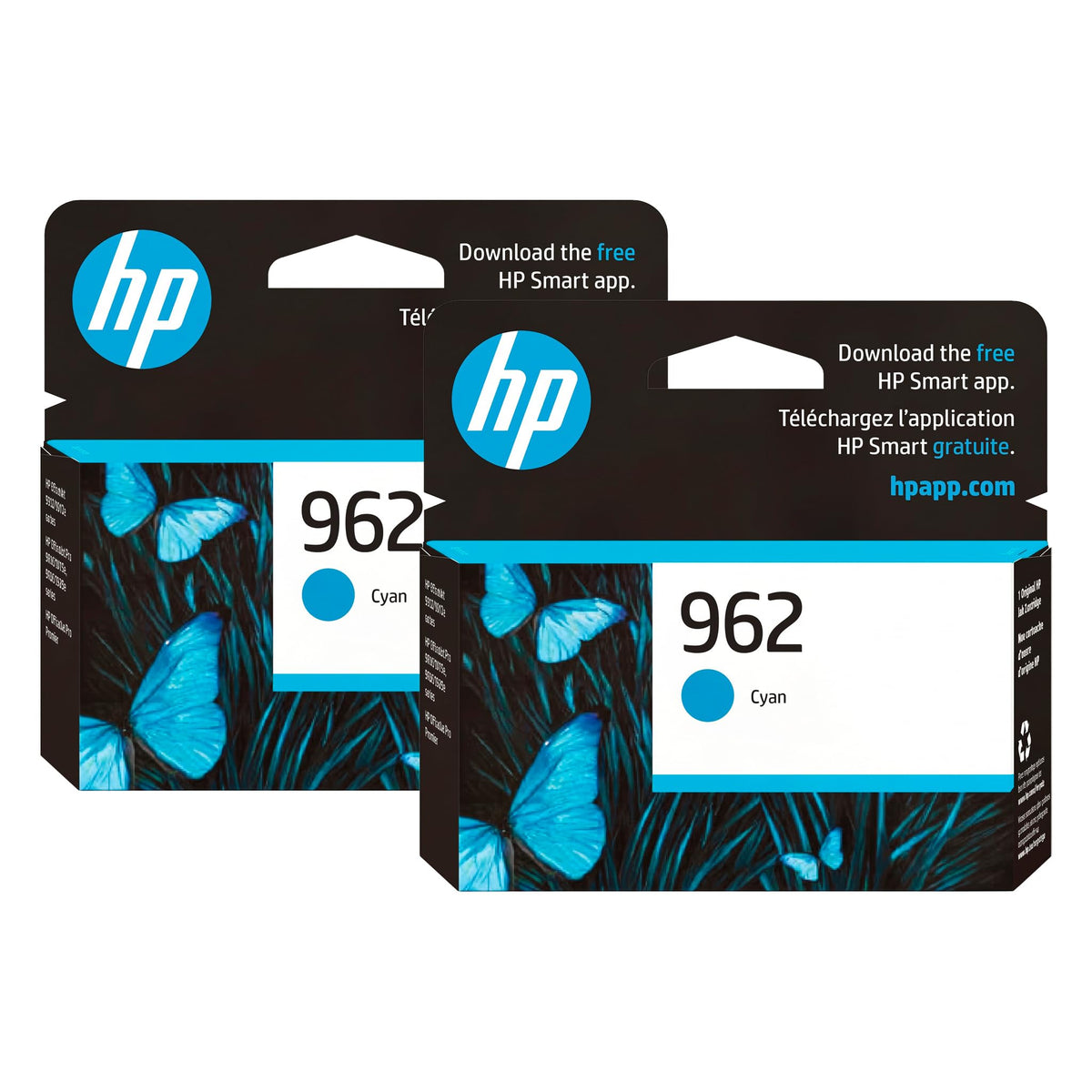 HP 962 Cyan Ink Cartridge | Works with OfficeJet 9010,Pro 9010,9020 | Eligible for Instant Ink-| 3HZ96AN,(Pack of 2)