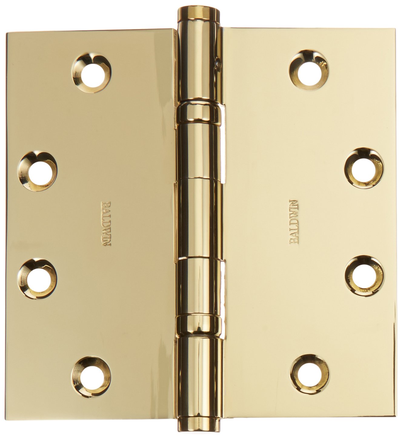 Baldwin 1046003INRP Square Ball Bearing Mortise Hinge, Non Removable Pin Lifetime Brass