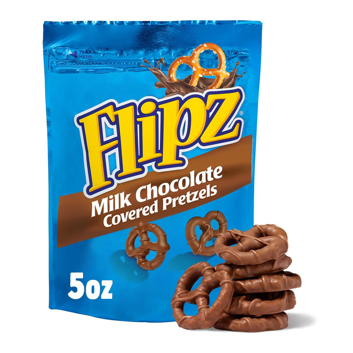 Flipz Milk Chocolate Covered Pretzels 5oz Pack of 6