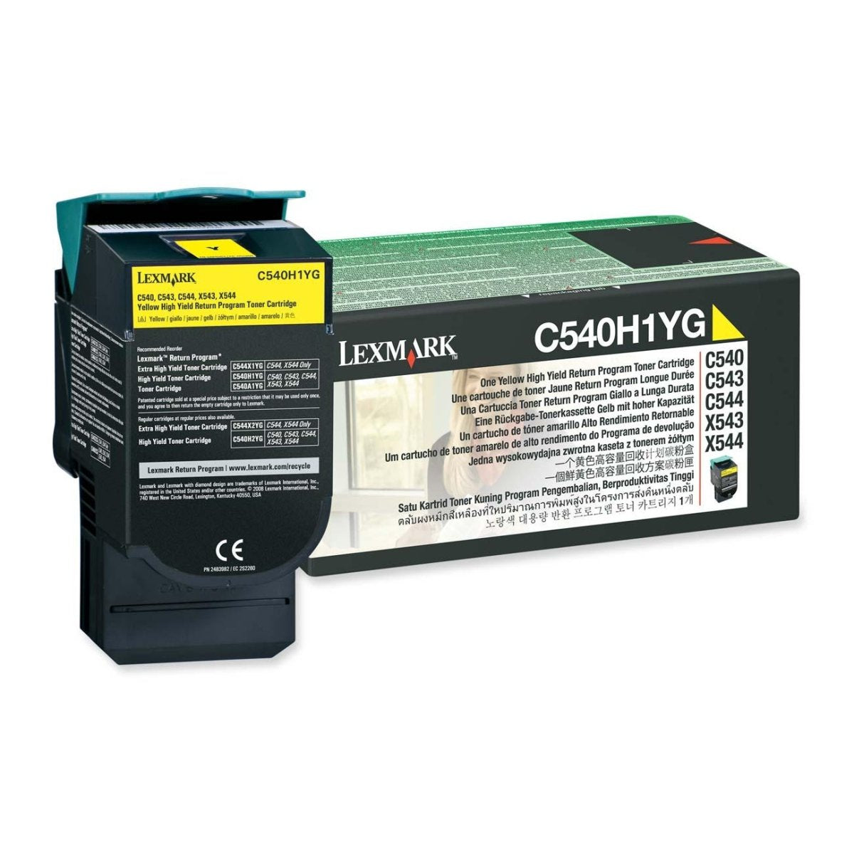 Lexmark C540H1YG High-Yield Toner Cartridge, Yellow - in Retail Packaging