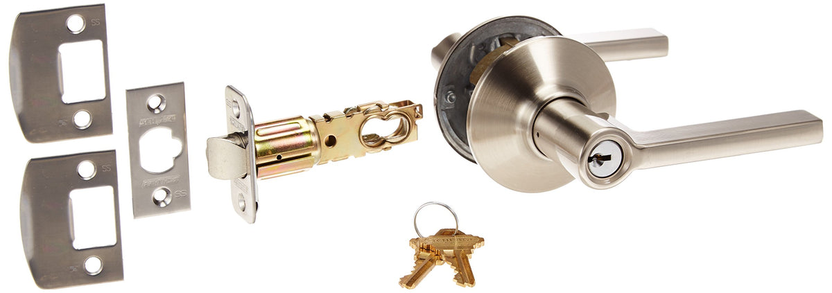 Schlage F80-LAT Latitude Storeroom Lever Set Satin Nickel