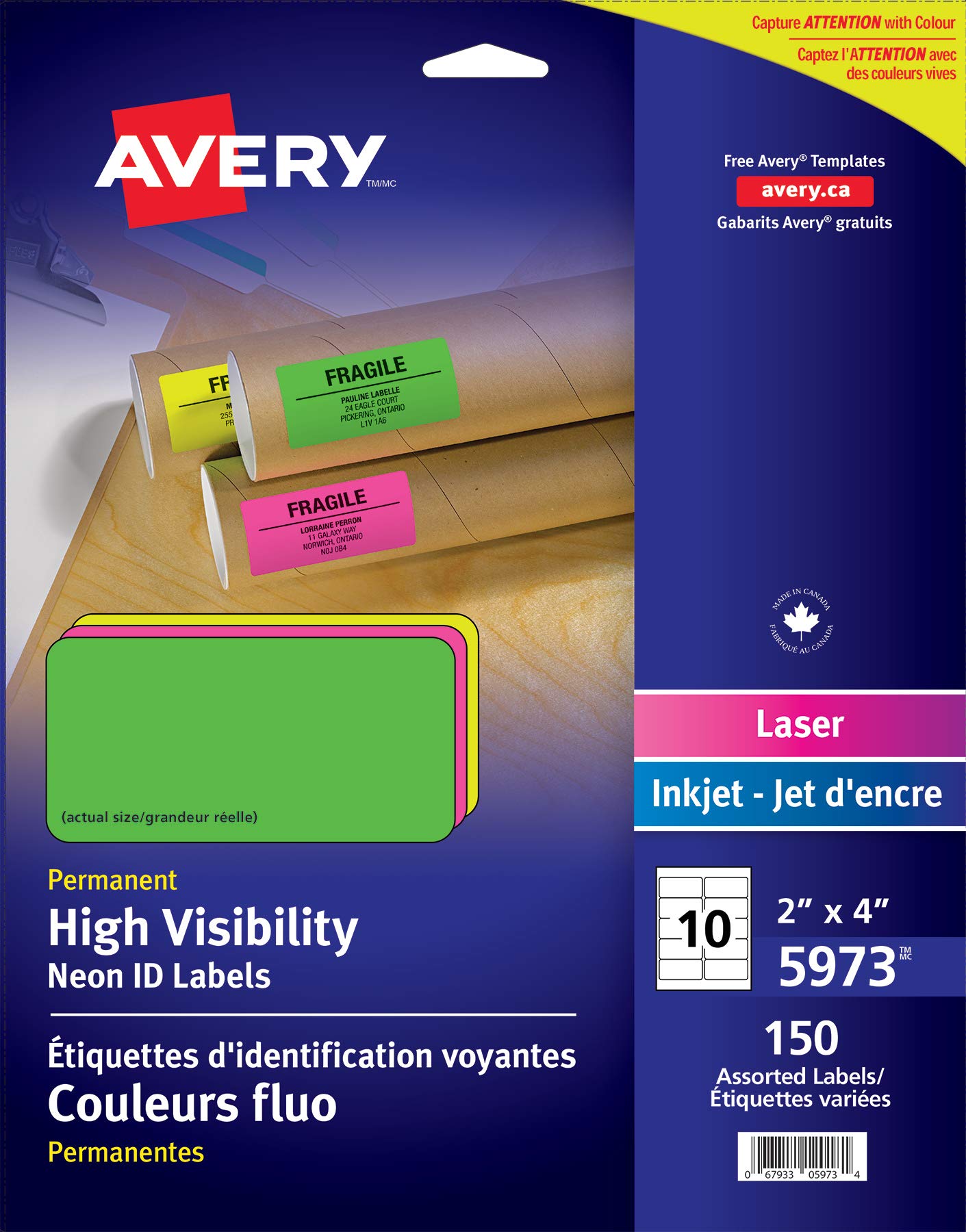 Avery 5973 High Visibility Labels 4"