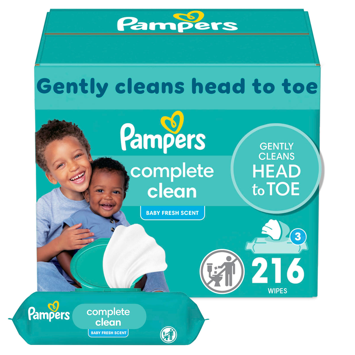 Pampers Complete Clean Baby Wipes 3x216ct Fresh Scent