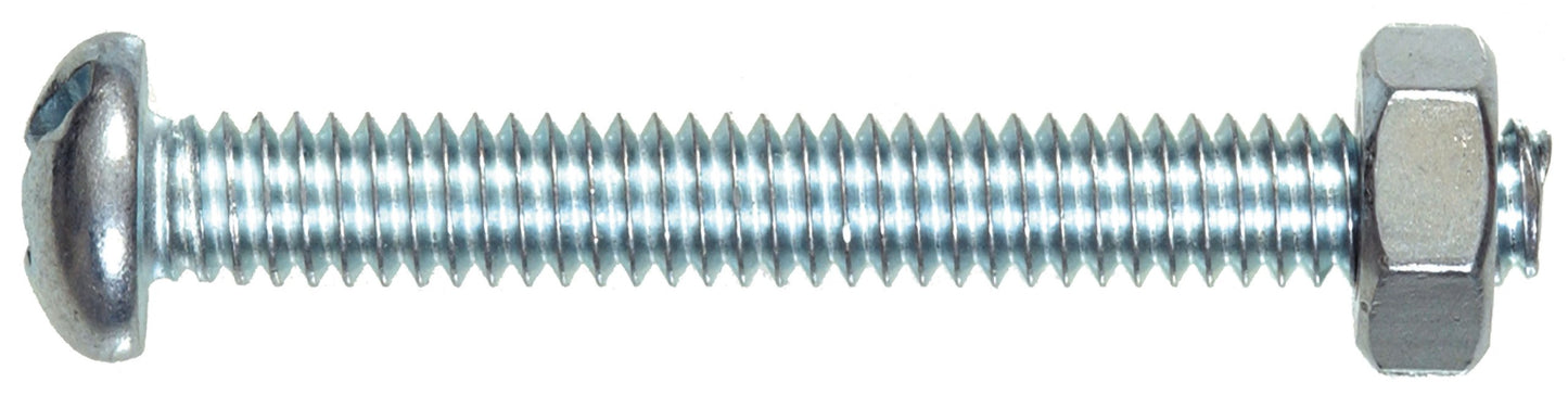The Hillman Group 7671 Round Head Combo Machine Screw with Nut, 8-32-Inch x 1-Inch, 10-Pack