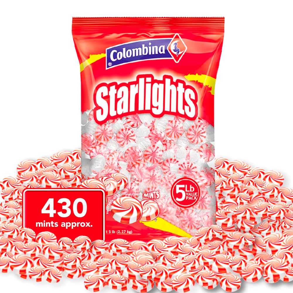 Colombina Starlight Swirled Mints, Individually Wrapped Refreshing Mints, Ideal Peppermint Candies for Sharing, Candy Dishes and Holidays (5 Lbs)