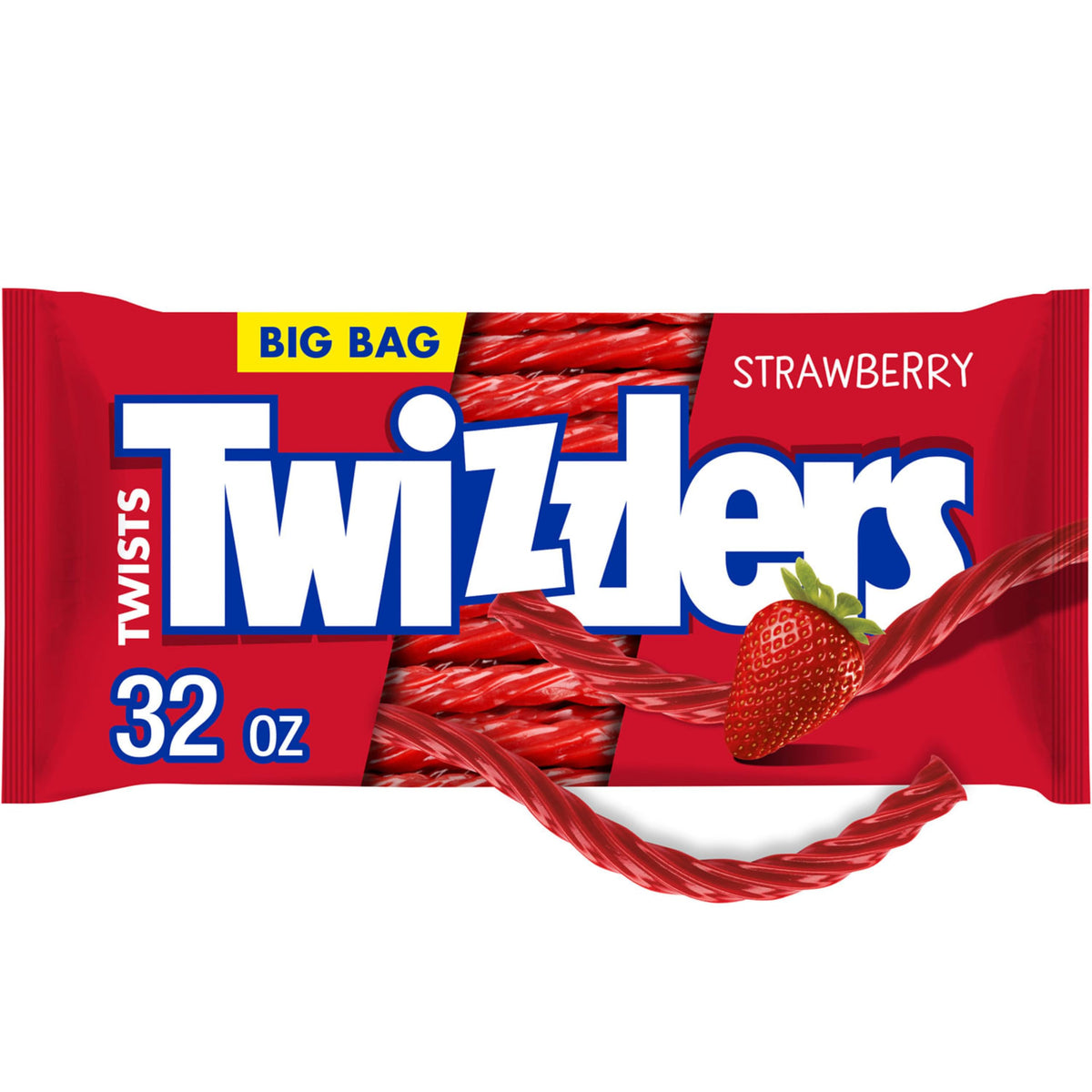 Twists Strawberry Flavored Licorice Style, Low Fat Candy Big Bag, 32 oz 24600041