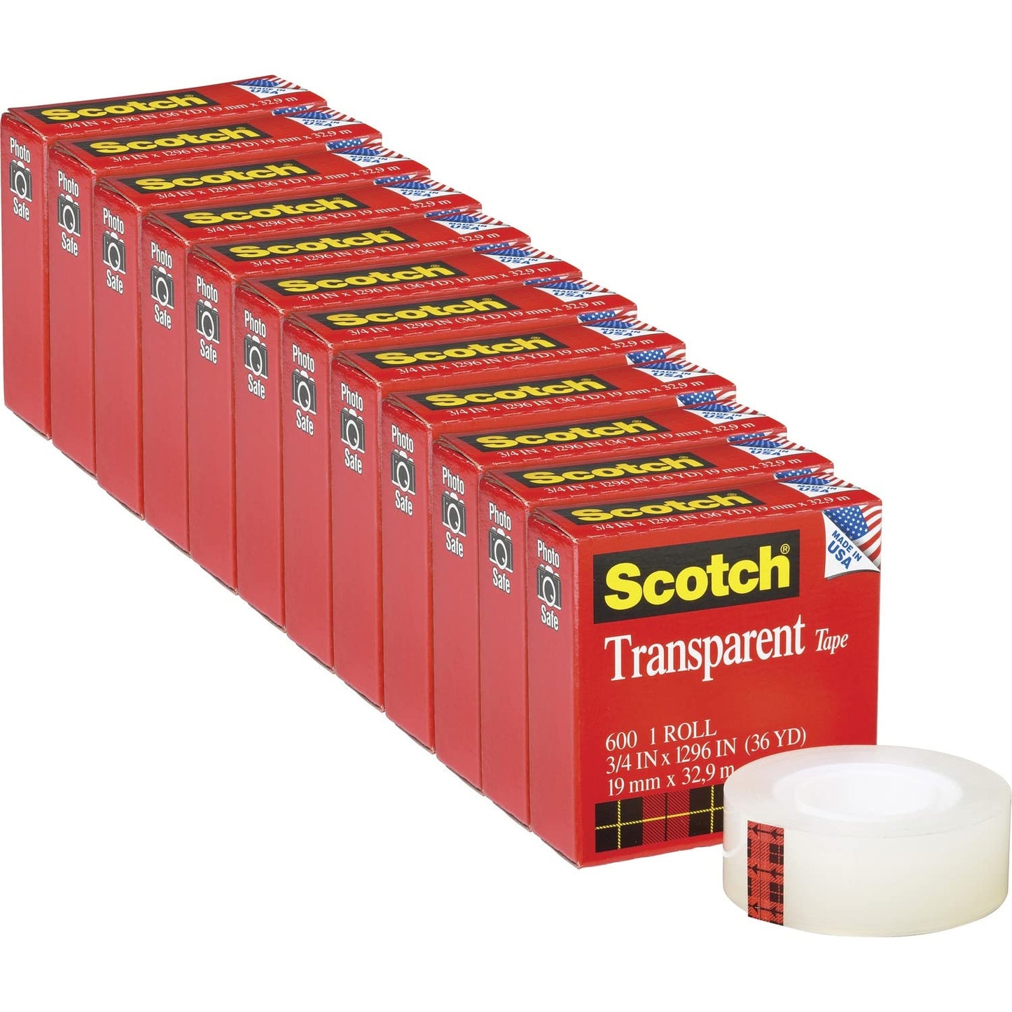 3M Scotch Transparent Tape 3/4" 12 Pack
