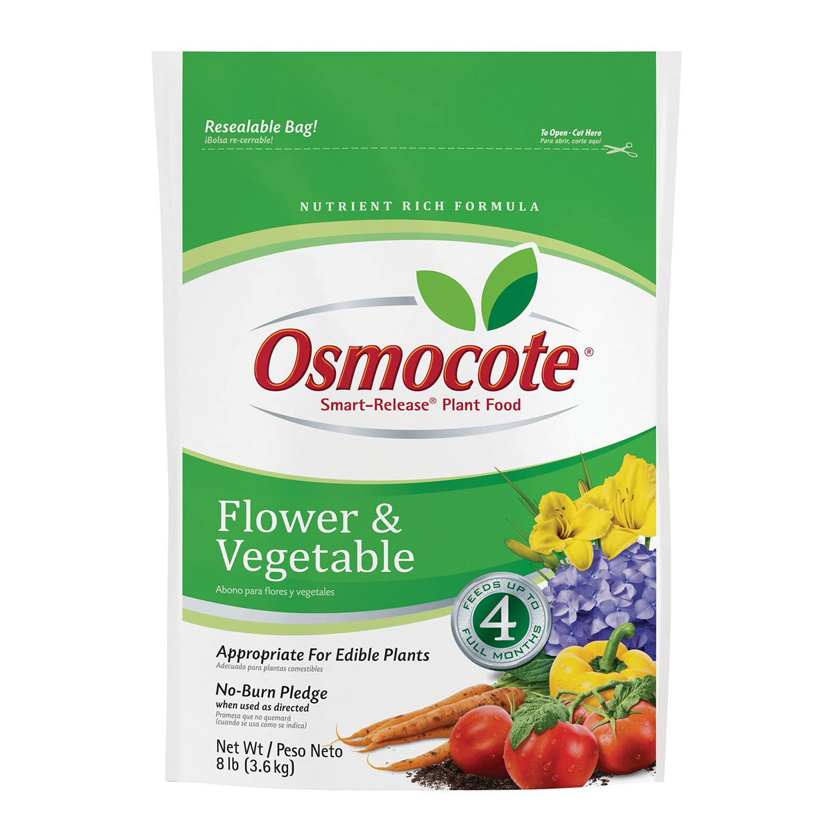 Osmocote Smart-Release Plant Food Flower & Vegetable - Continuous Release Plant Fertilizer for Vegetables and More, 8 lb.