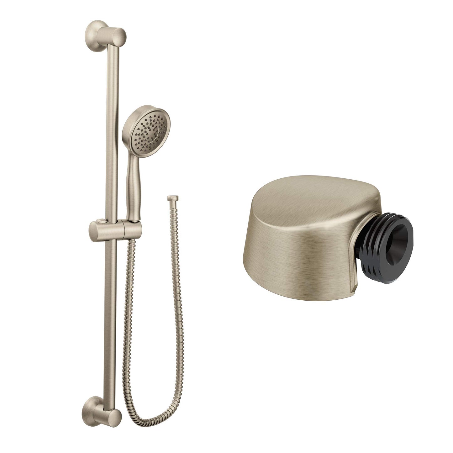 Moen A725BN Drop Ell & 3668EPBN Handheld Showerhead Set, Brushed Nickel