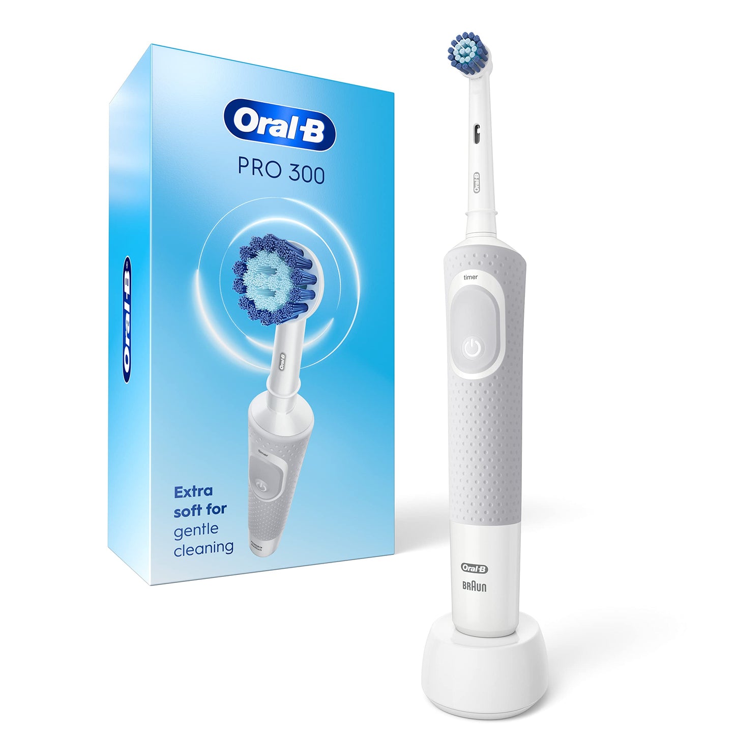 Oral-B MEUKPE Pro 300 Sensitive Clean Vitality Electric Toothbrush with (1) Brush Head, Rechargeable, White