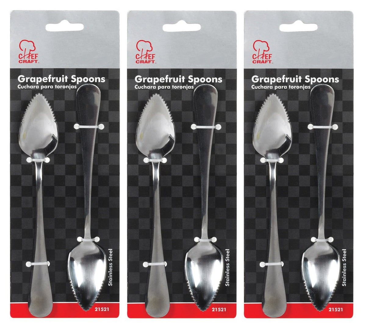 Chef Craft Stainless Steel Grapefruit Spoons 3x2 Pack