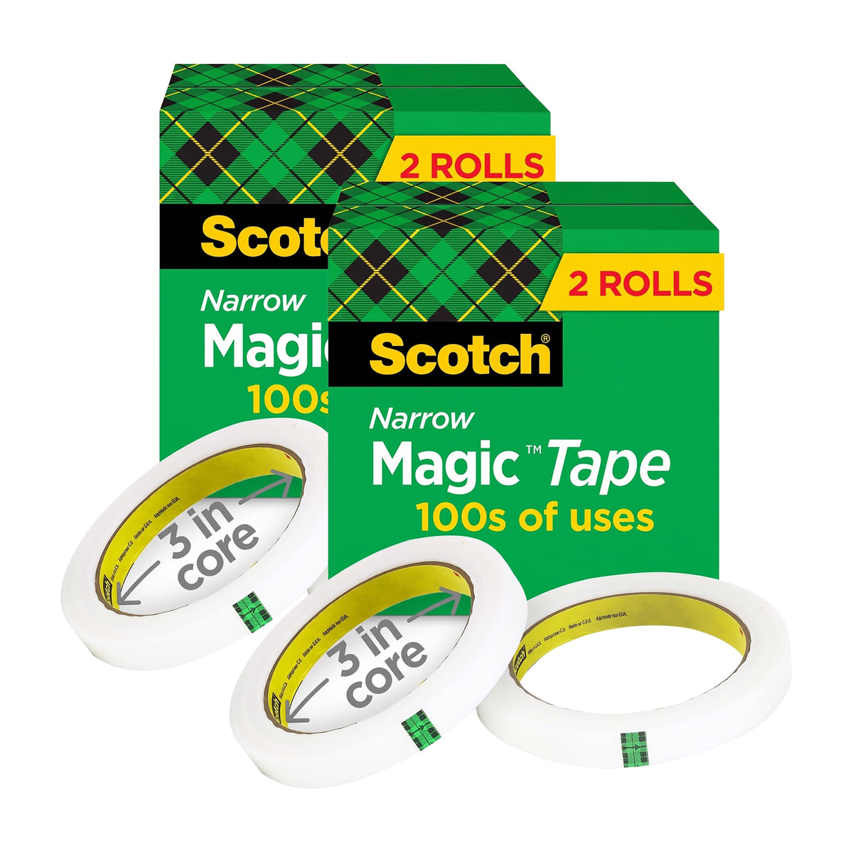 Magic Tape, 1/2"" x 2592"", 3"" Core, 2/Pack, Sold as 2 Each