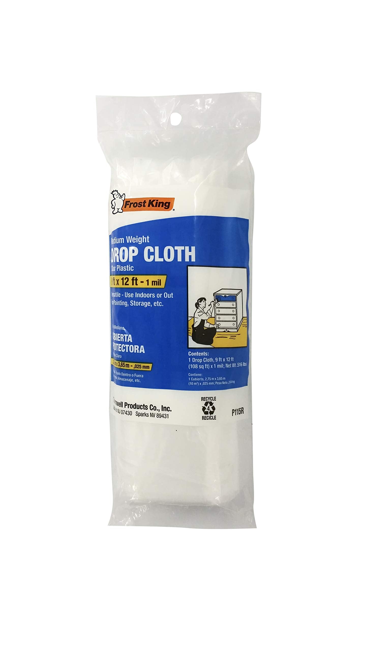 Frost King Clear Polyethylene Drop Cloth 9' x 12' 1Mil