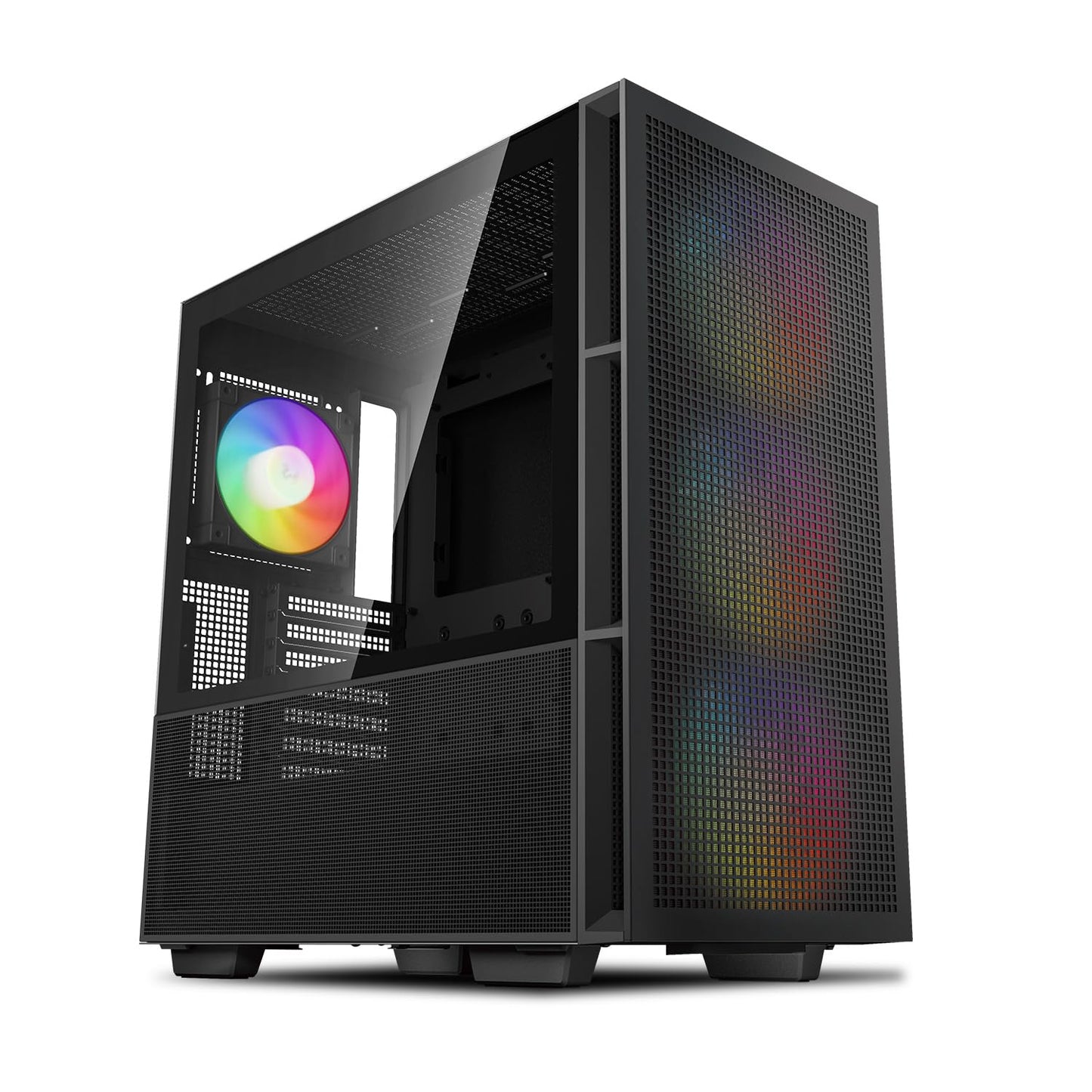 DeepCool CH560 ATX Airflow case, 3X Pre-Installed 140mm ARGB Fans, Hybrid Mesh/Tempered Glass Side Panel, Magnetic Top Mesh Filter, Type-C, USB 3.0, Black