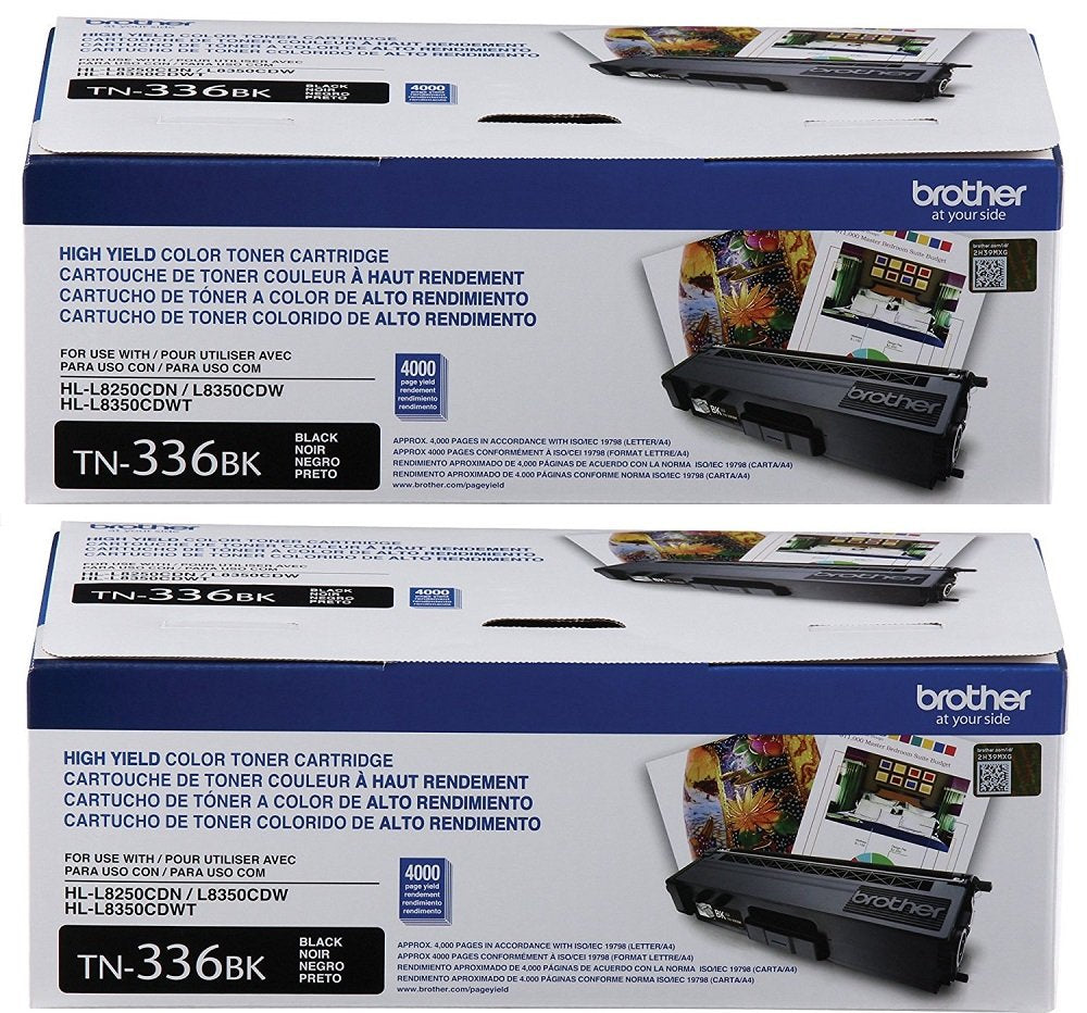 Brother Genuine TN336BK 2-Pack High Yield Black Toner Cartridge with Approximately 4,000 Page Yield/Cartridge