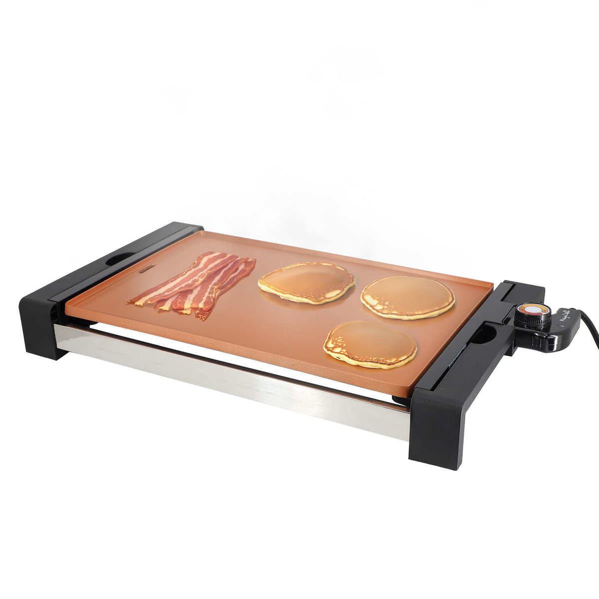 MegaChef Electric Grill with Copper Non-Stick Coating, Adjustable Temperature Control & Removable Drip Tray, Versatile Small Kitchen Appliance (21.63 Inch Grill)