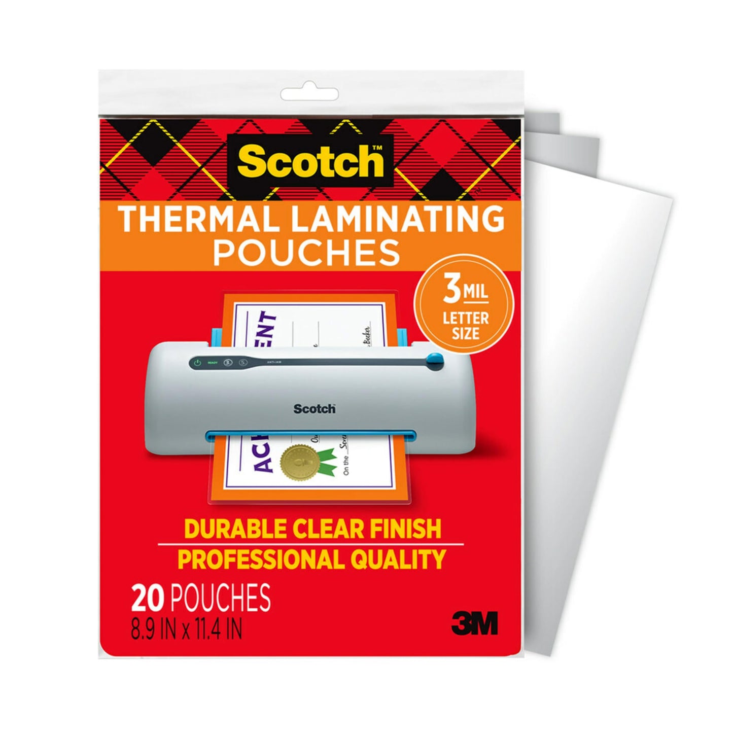 Scotch Matte Thermal Laminating Pouches 8.9x11.4in 20-Pack