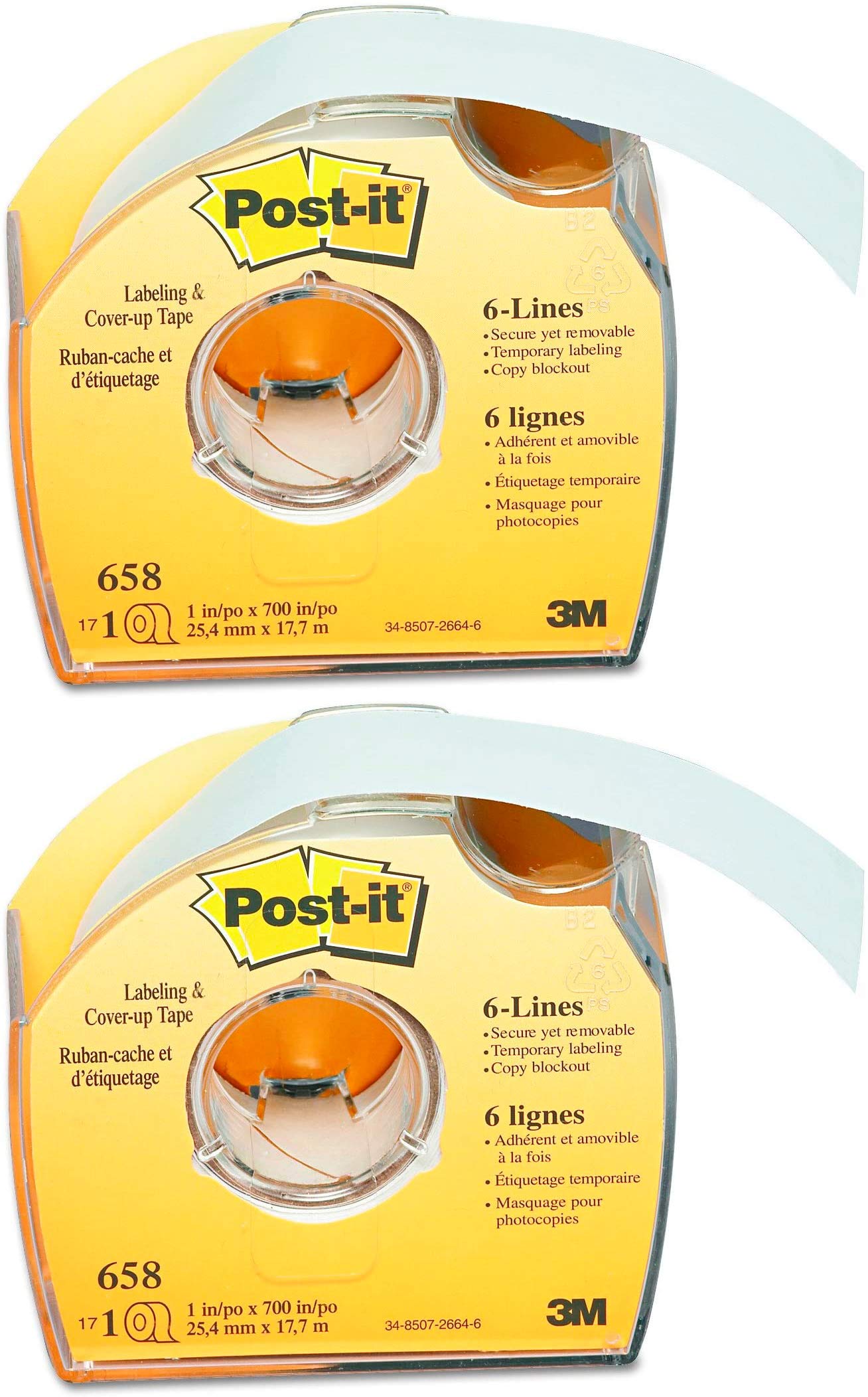 Post-it Labeling & Cover-Up Tape 1in x 700in 2-Pack