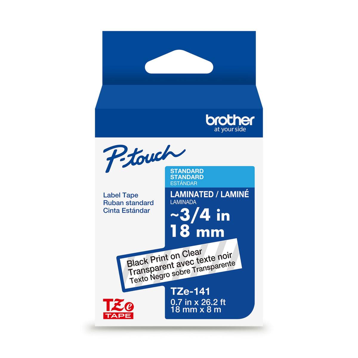 Brother TZe 3/4" Label Tape Black on Clear