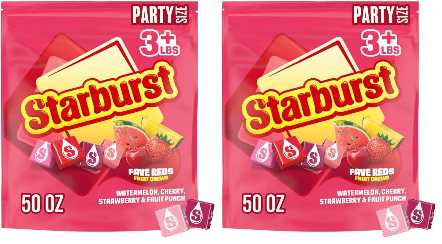 Starburst, FaveREDS Fruit Chews Candy Party Size Bag, 50 oz (Pack of 2)