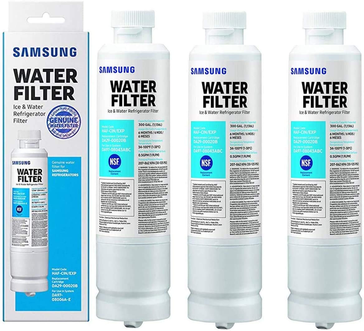 NSF 53&42 Certified DA29-00020B Refrigerator Water Filter Replacement for Samsung DA29-00020A/B,DA29-00020A,HAF-CIN, HAF-CIN/EXP, DA97-08006A, Kenmore 46-9101,RF28HMEDBSR (Pack of 3)