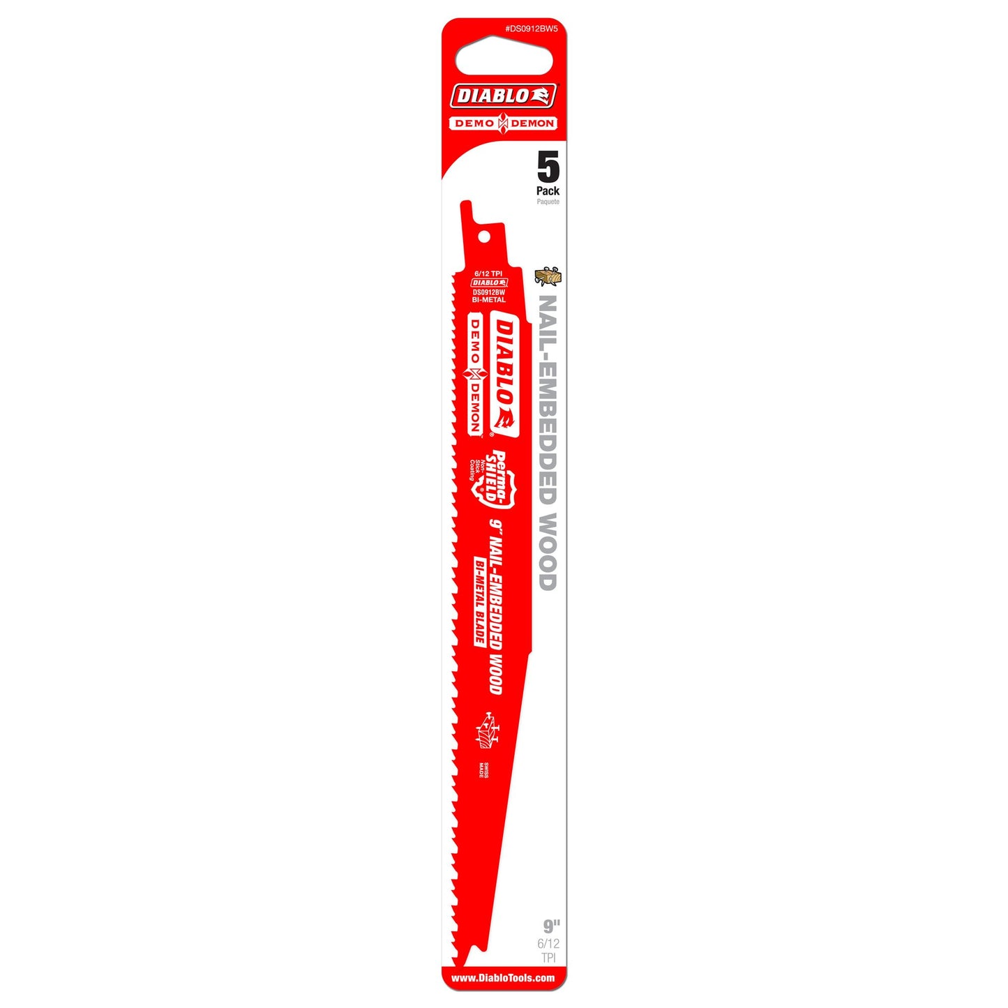 Diablo Demon 9in 6/12TPI Recip Saw Blades 5pk