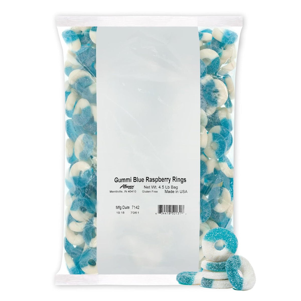 Albanese Gummi Blue Raspberry Rings 4.5 lb Bag