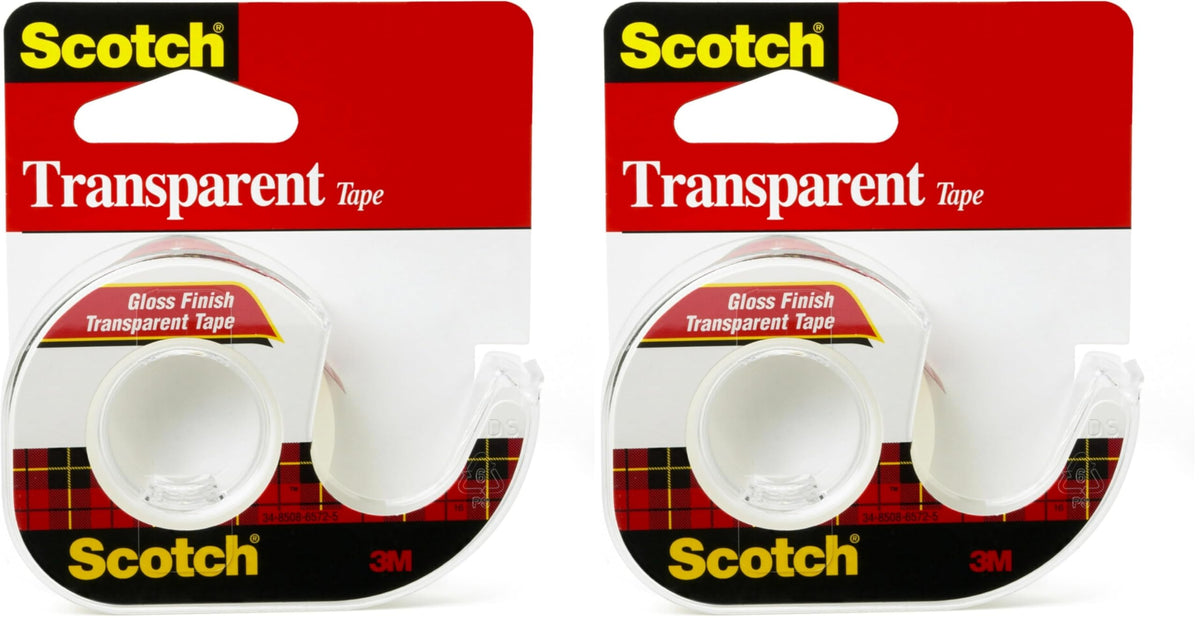 3M Scotch Transparent Tape 12'' x 450" Pack of 2