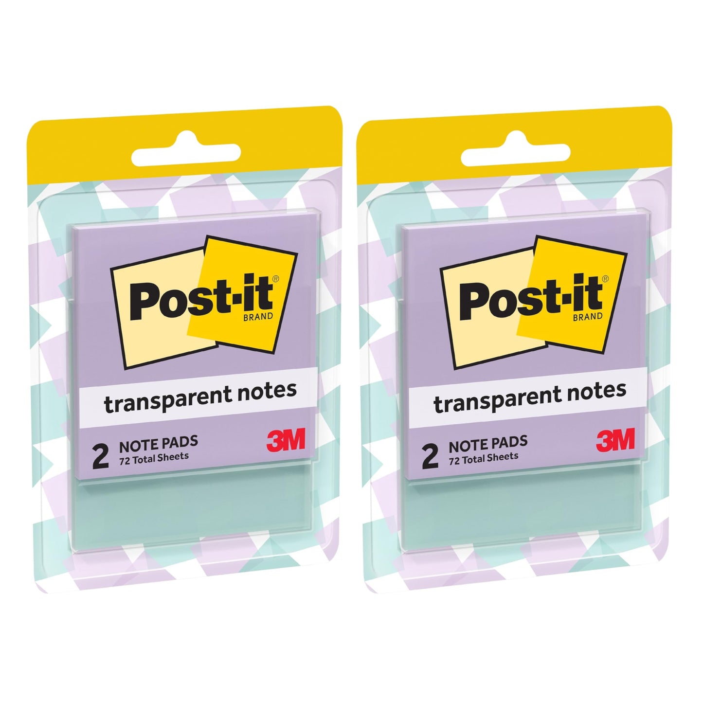 3M Post-it Transparent Notes 2 Pack, 2.875 x 2.875 in