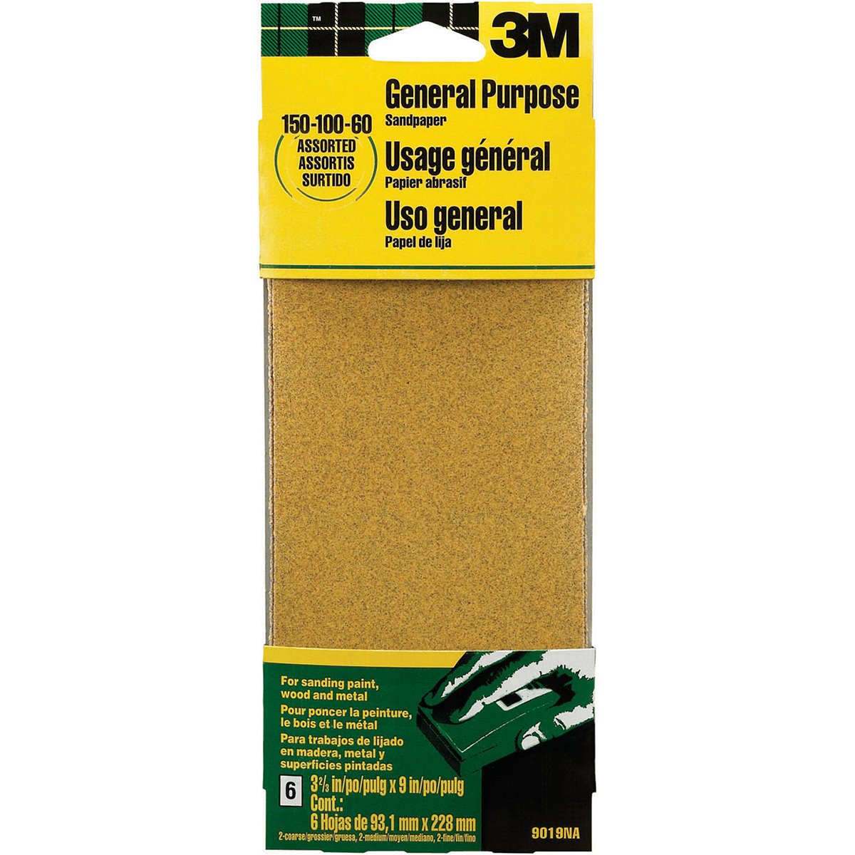 3M General Purpose Sandpaper Sheets 3-2/3 x 9 in Assorted Grits