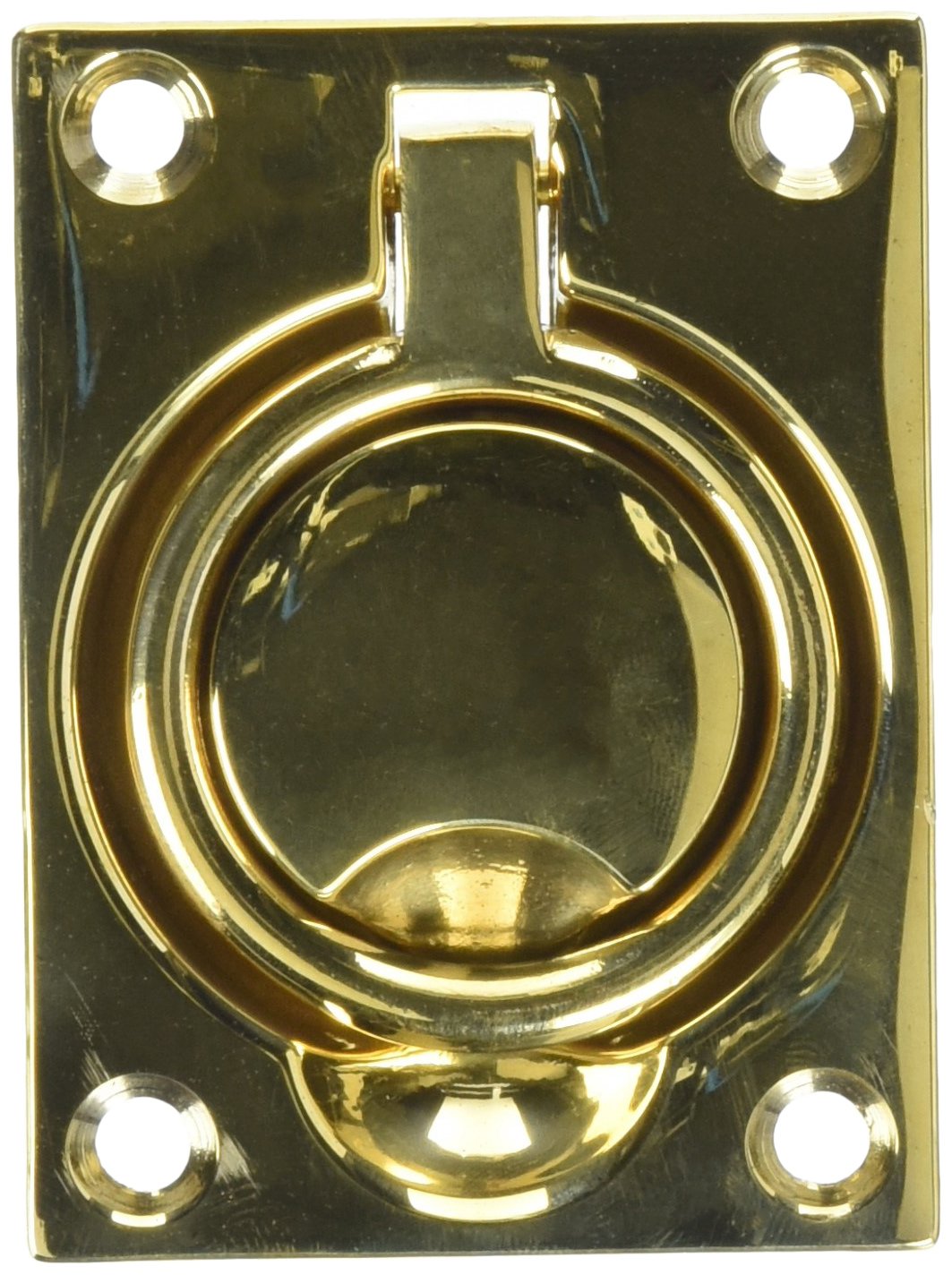 Baldwin 0395031 Flush Ring Pull, Bright Brass