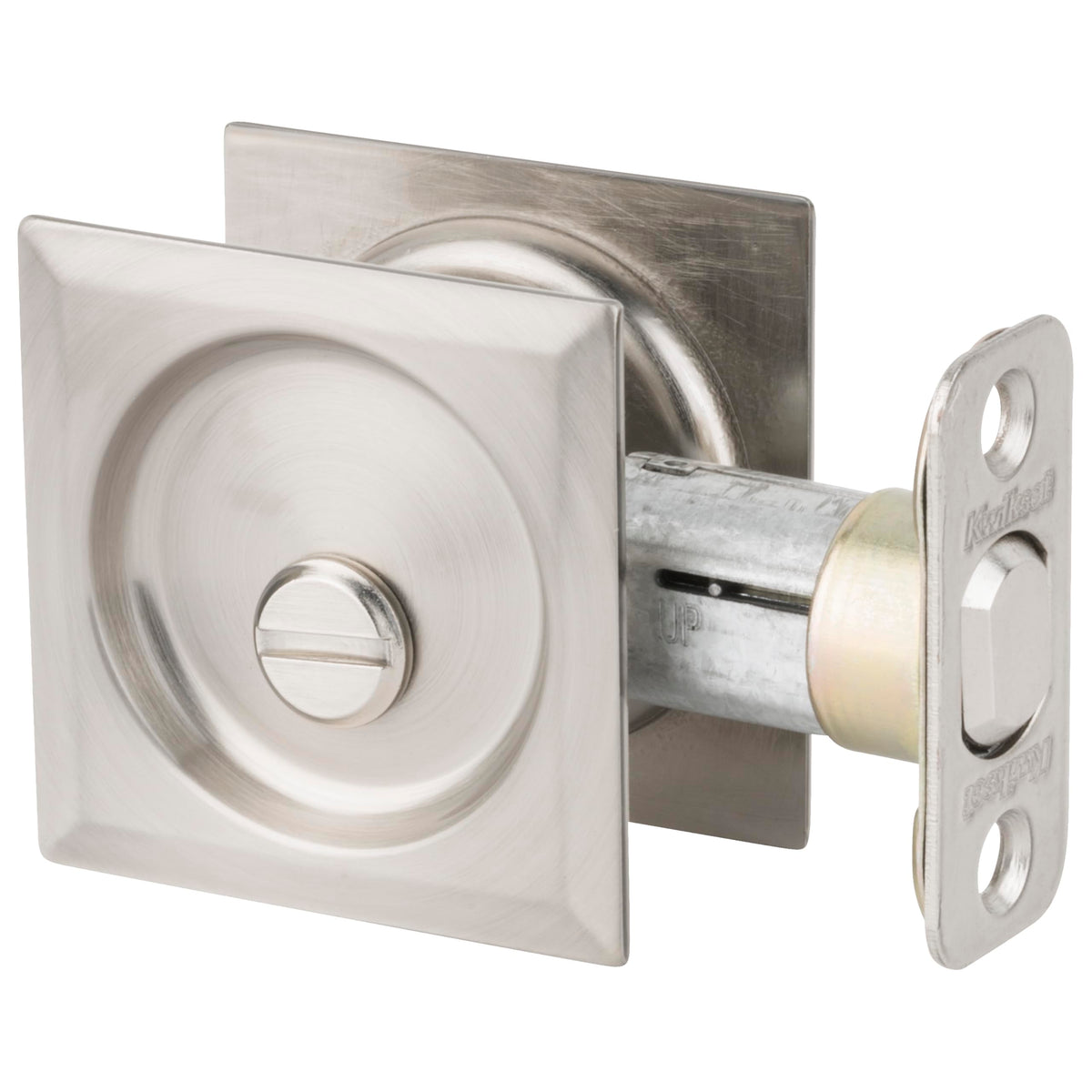 Kwikset 335SQT-15 Privacy Pocket Door Lock Satin Nickel