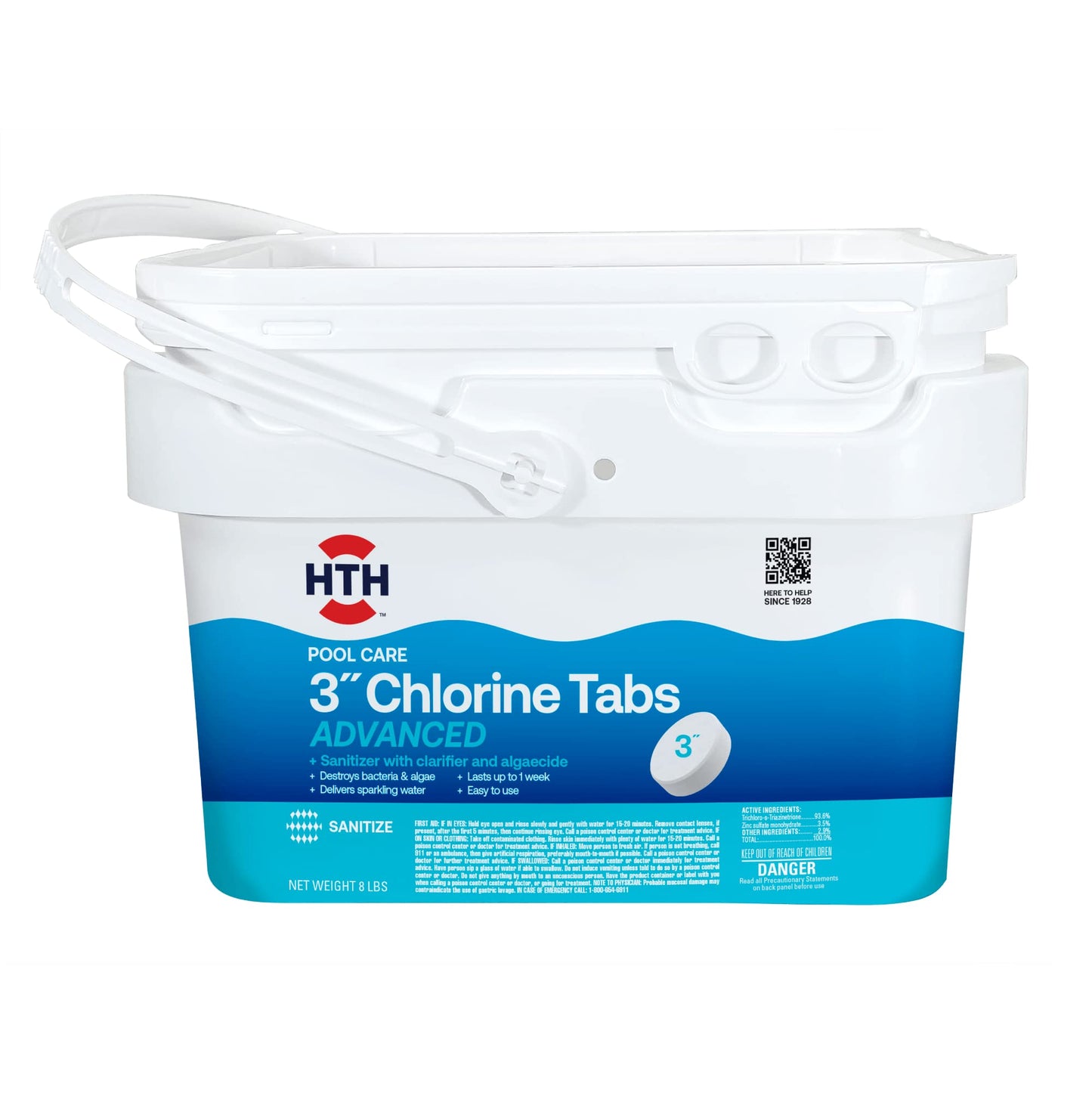 HTH 42037 Super 3" Chlorinating Tablets Swimming Pool Chlorine, 8 lbs