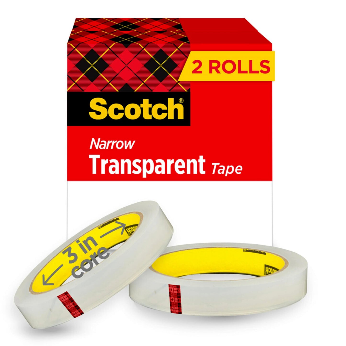 Scotch Transparent Tape 600 2P12 72, 1/2 x 2592 in, 2 Rolls