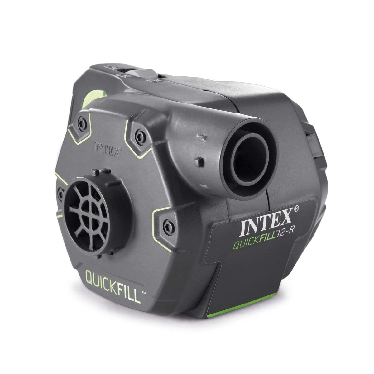 INTEX 66641E QuickFill 120 Volt AC/DC Rechargeable Electric Pump: Inflates and Deflates Air Mattresses, Kayaks, Boats – 3 Nozzles – Easy Carry Handle – 650 L/Min Air Flow – Indoor and Outdoor Use