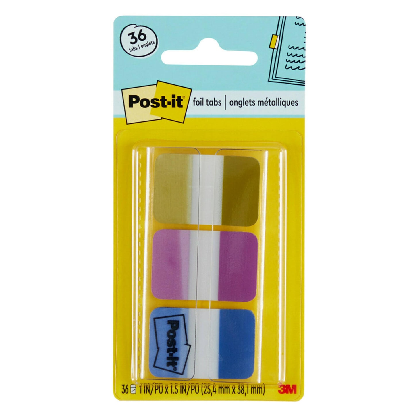 3M Post-it Foil Tabs 1in x 1.5in 36-Pack 686-FLOPBT